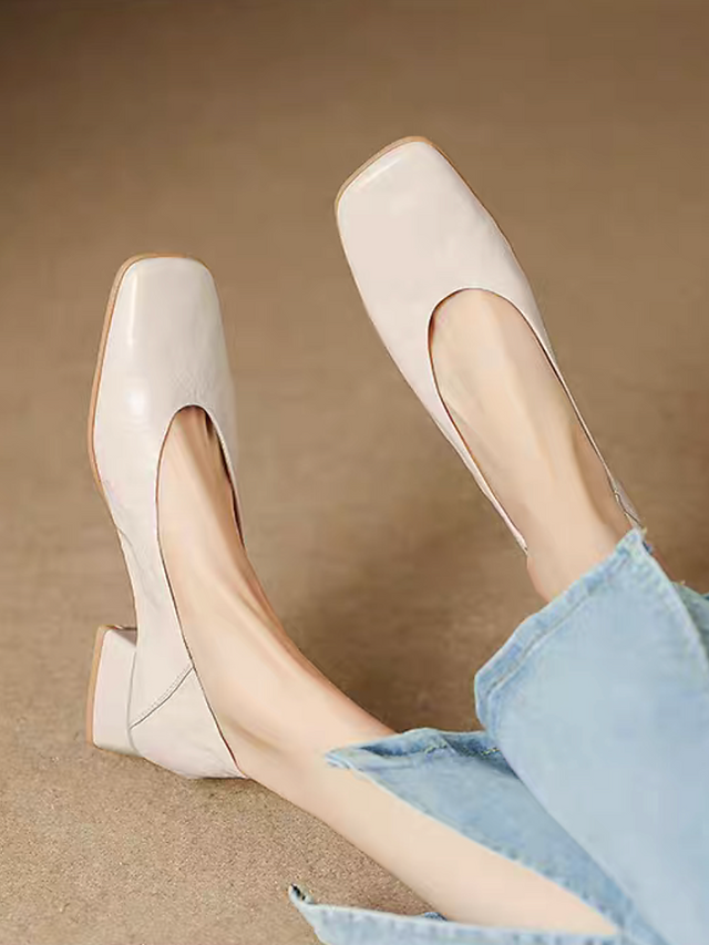 Embossed calf leather low heel shoes 4