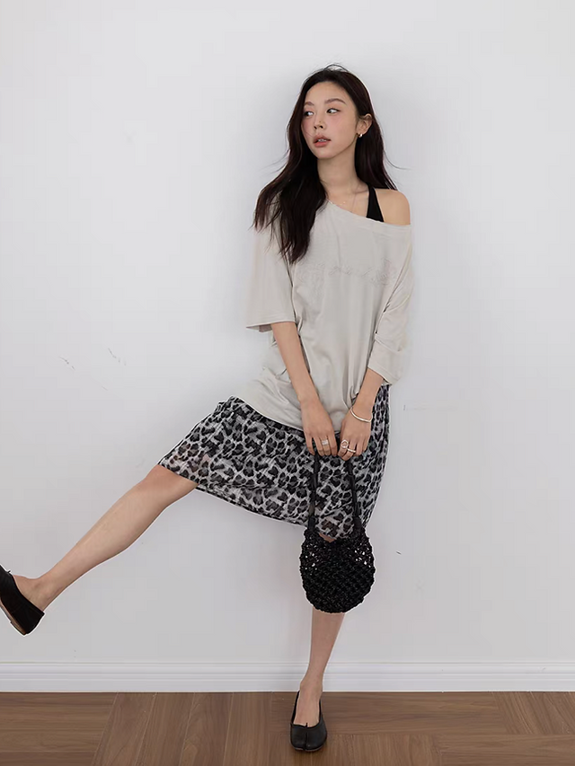 Modal cotton embroidered one shoulder relaxed tee 8