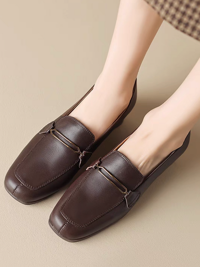 Metal pin calf leather loafers 4