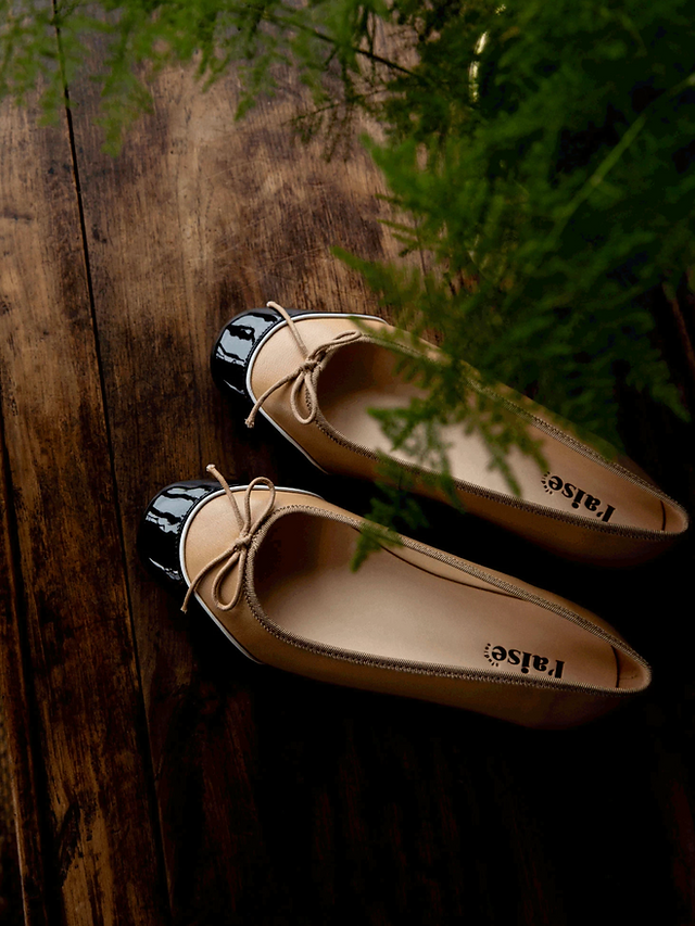 Made in Italy color blocking ribbon contour soft calf leather ribbon flats 5