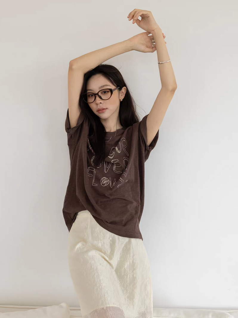 My Cup Over Flows print cotton crewneck tee 10