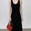 Thumbnail: U neck slim cut stretchy wool poly knitted little black dress