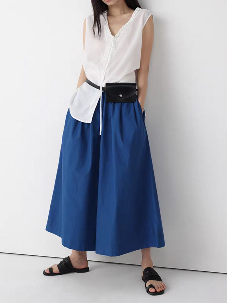 V neck ruffles drawstring side slit pure lyocell vest 11