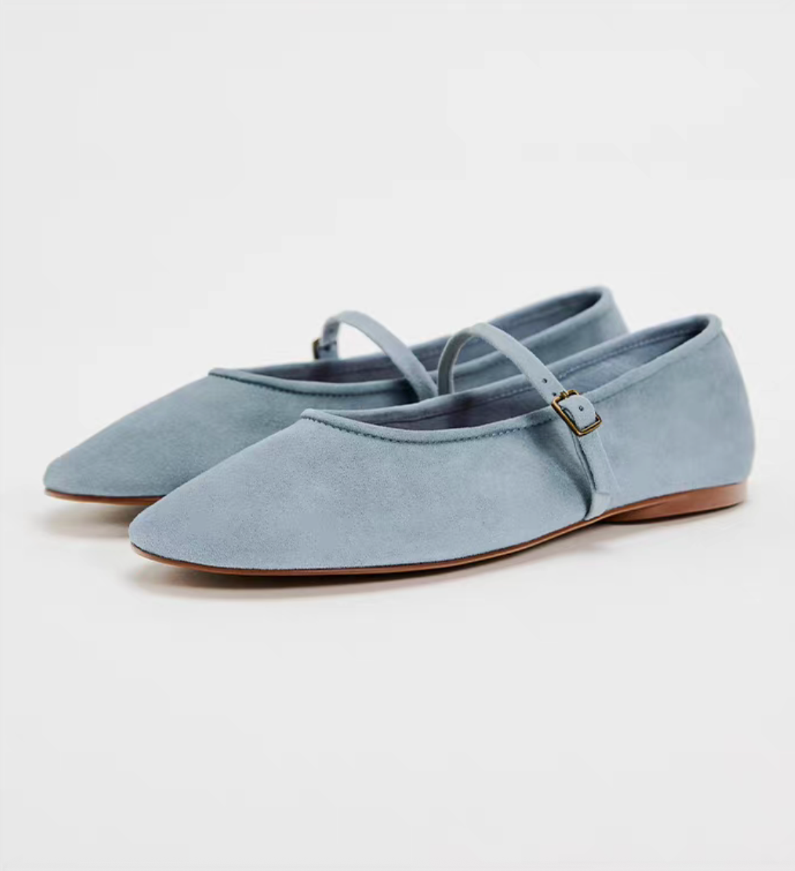 Calf leather suede pastel blue Mary Janes