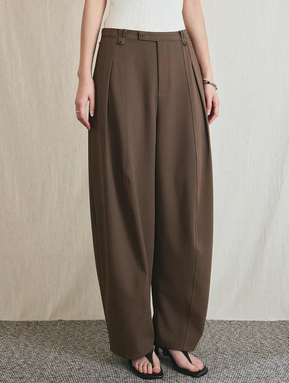 Thumbnail: Poly rayon contour high waisted mocha trousers