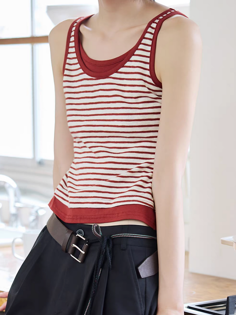 Connected two pieces like U neck cotton wool poly knitted vest 10