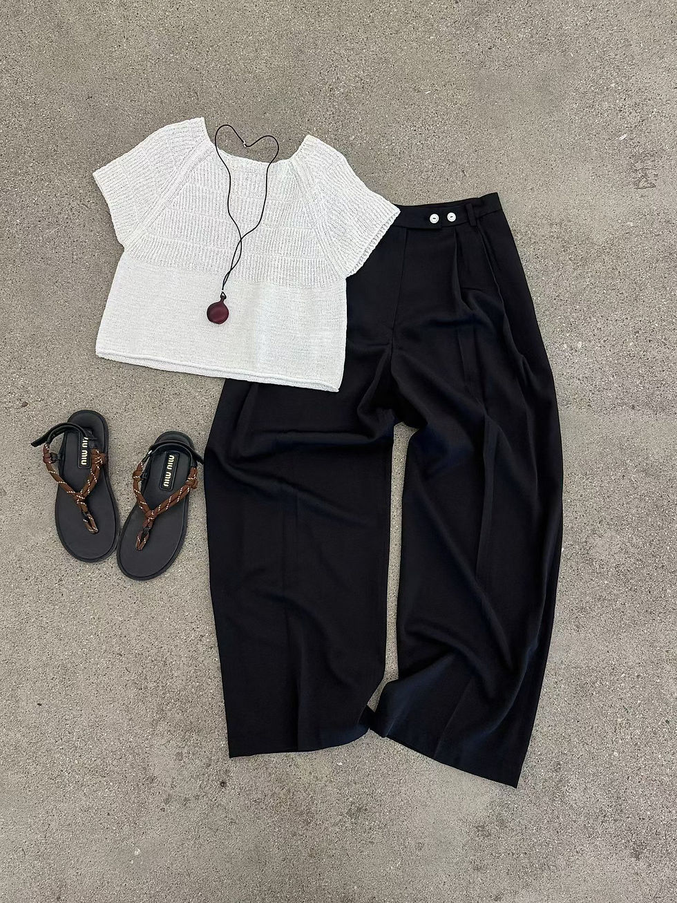 Thumbnail: Side double buttoned strap pleated linen rayon straight leg pants 