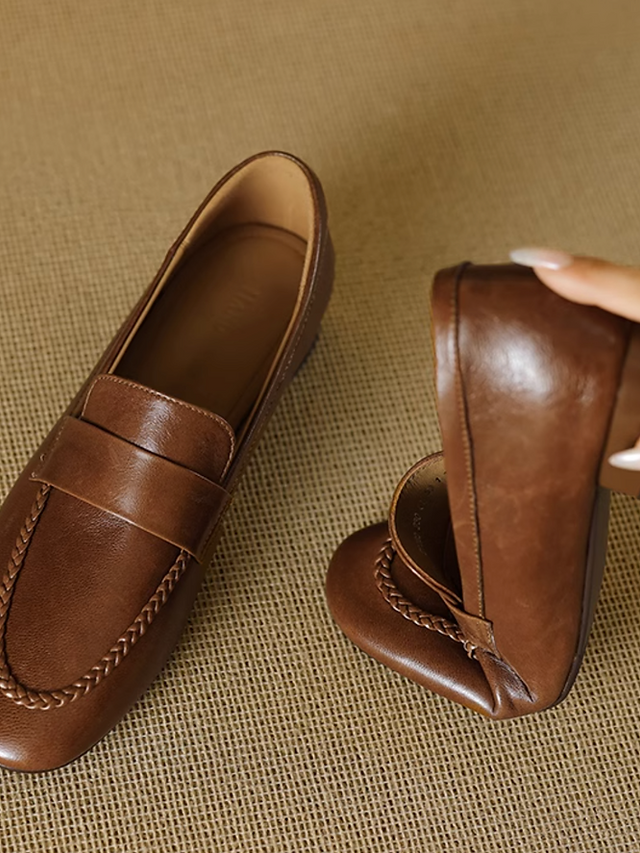 Braided contour penny saver calf leather loafers 12