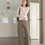 Thumbnail: Back adjusted strap denim high waisted straight pants