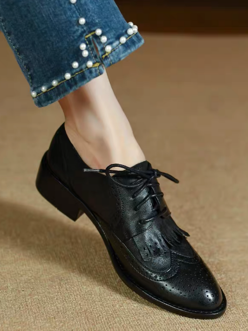 Tassels calf leather brogue lacing shoes 5