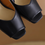Thumbnail: Lambskin sling back wood heel shoes / sandals