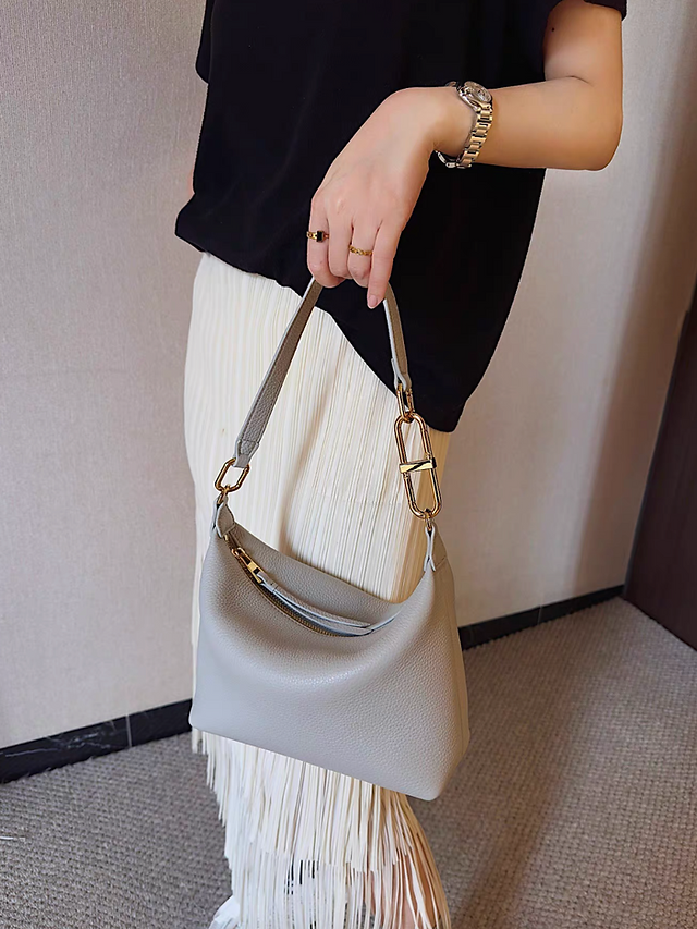 Ice blue toga embossed calf leather 3 way interloop handle + crossbody drape bag 5