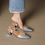 Thumbnail: Calf leather crossed straps low heel sling back shoes
