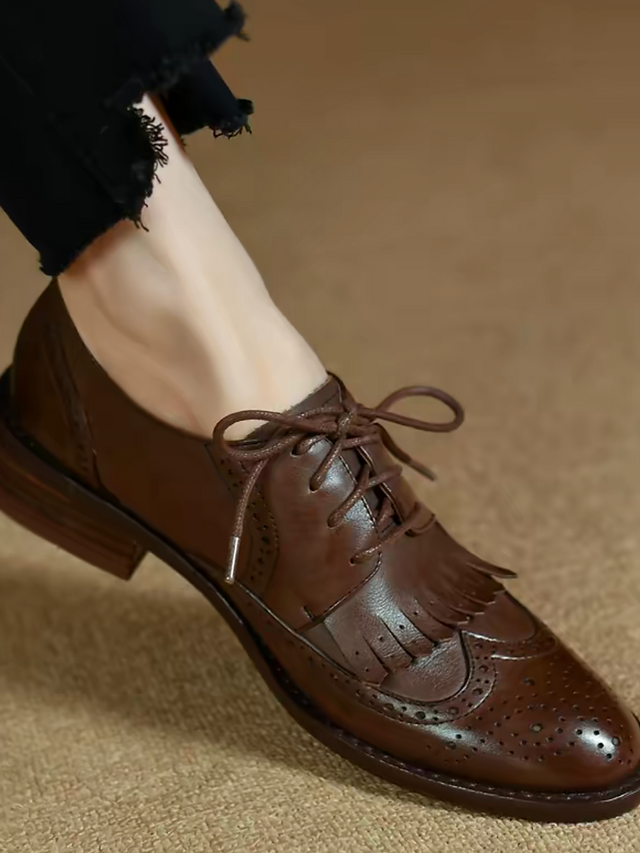 Tassels calf leather brogue lacing shoes 1