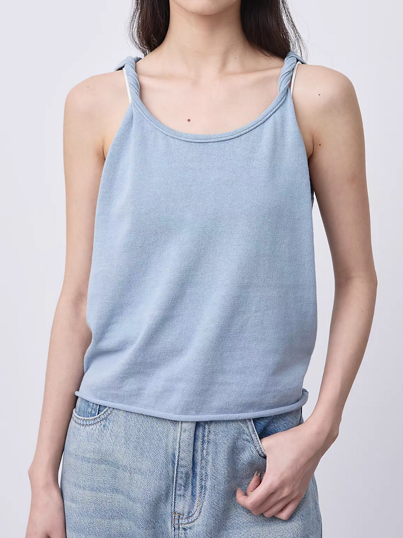 Twist straps cotton linen halter linen cotton camisole 1