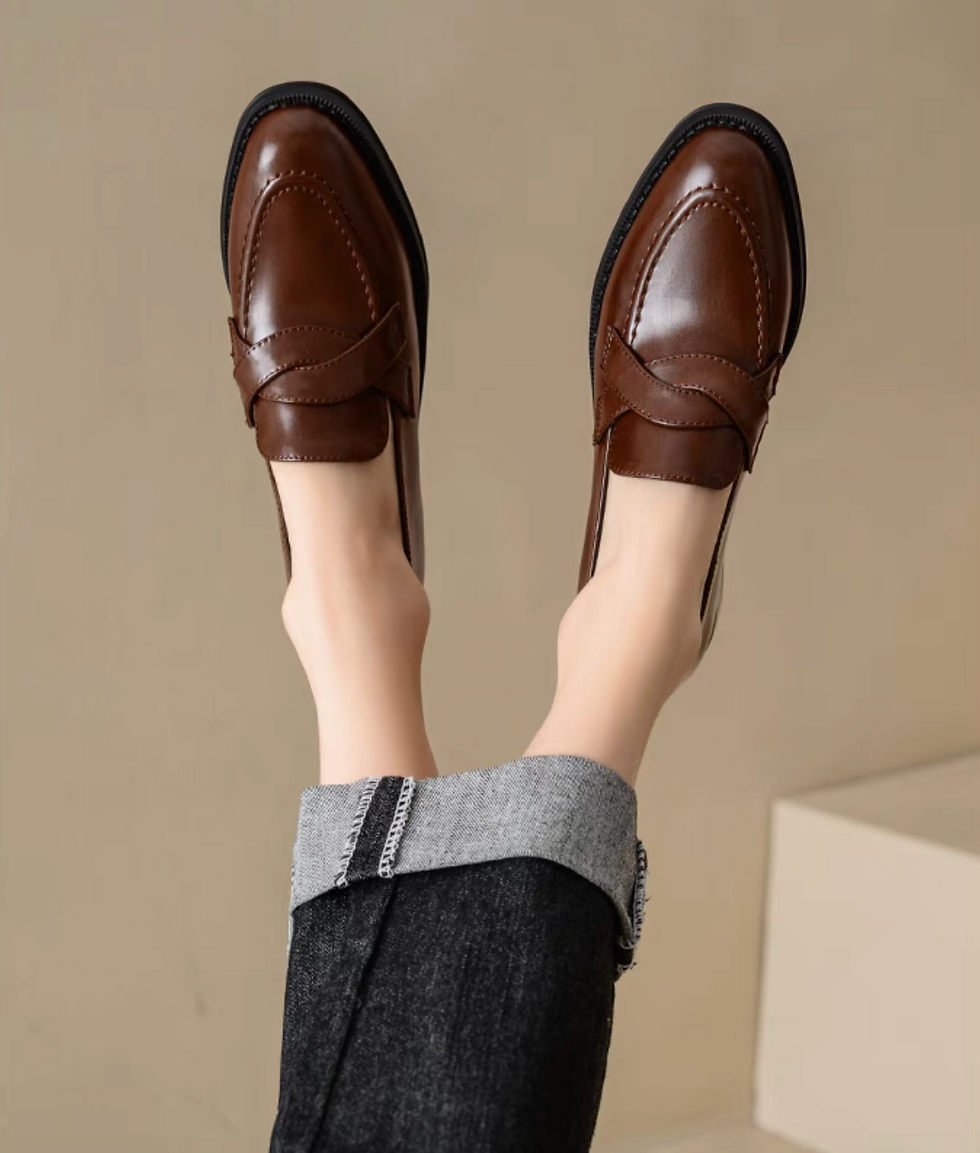 Thumbnail: Calf leather interbraid contour loafers