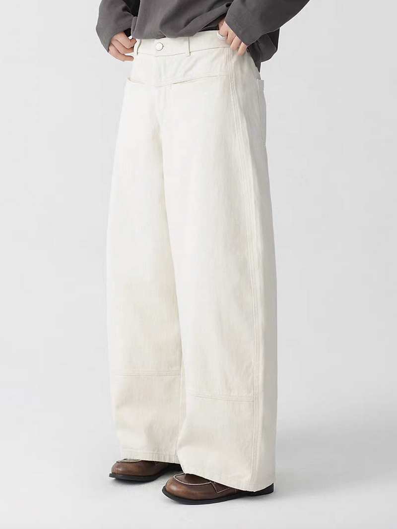 Contour back elasticated cotton denim straight pants 12