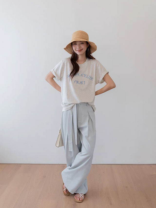 Embroidered cotton shortsleeved art atelier tee 14