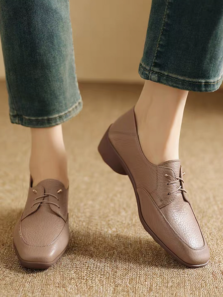 Grain lambskin lacing pin loafers
