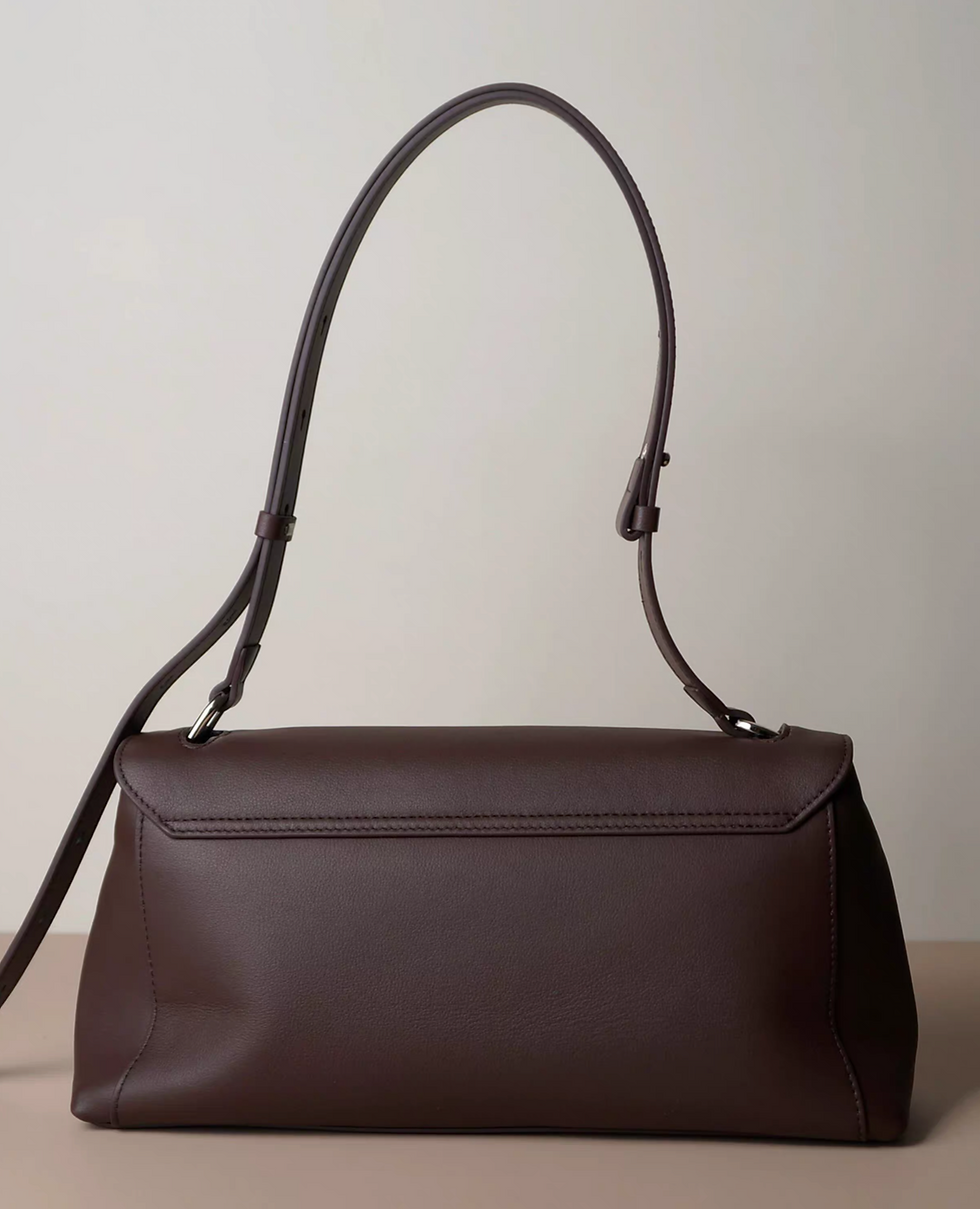 Thumbnail: Pleated calf leather silver hardware shoulder + crossbody flap bag