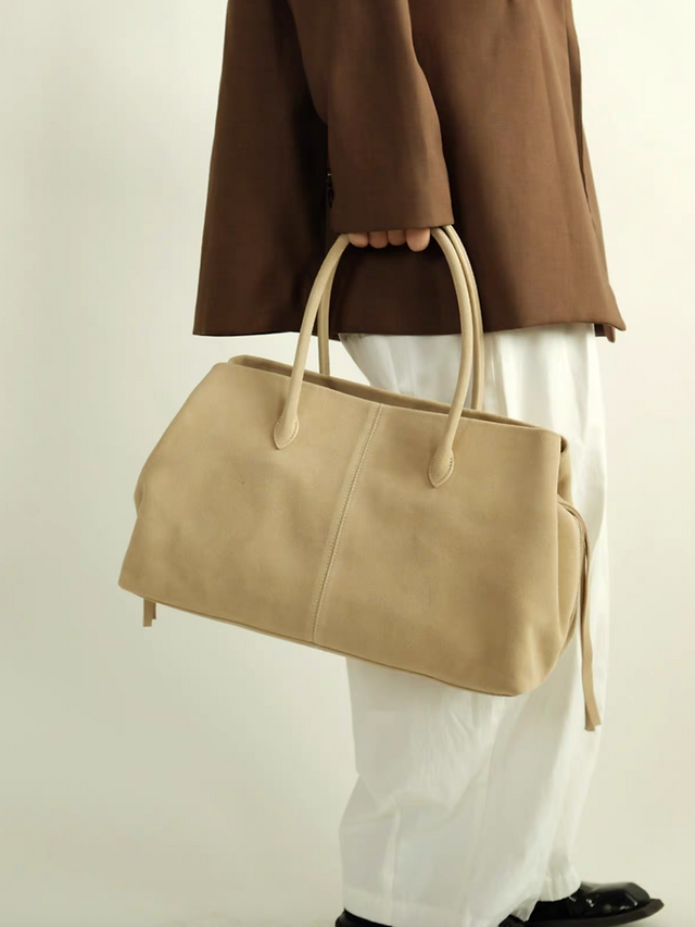Soft calf leather zipper multi partitions handle totebag 8