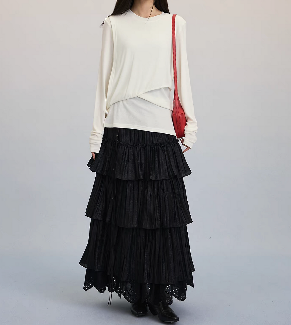 Thumbnail: Asymmetric side knot ivory modal wool rayon blouse