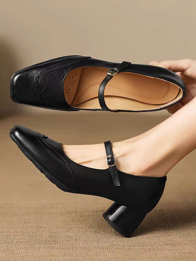 Brogue chunky heel calf leather Mary Janes 4