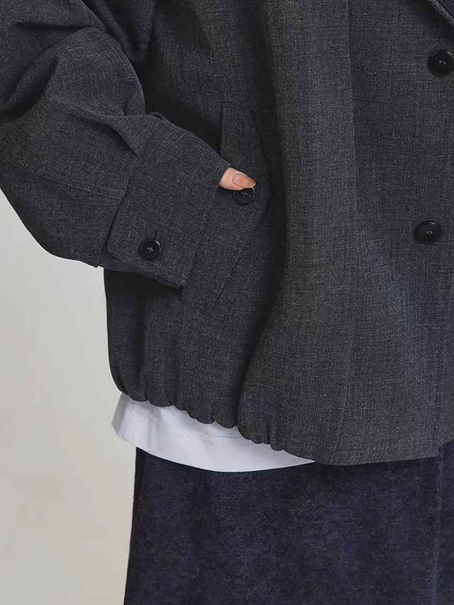 Docking poly rayon 5% wool heather grey elastic trim jacket 3