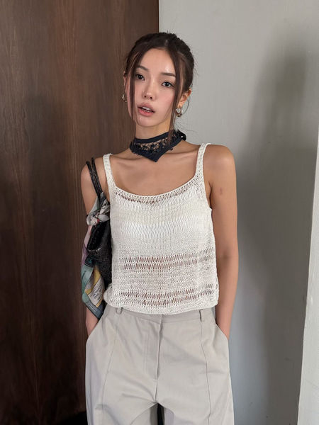 Crochet linen rayon nylon knitted camisole  