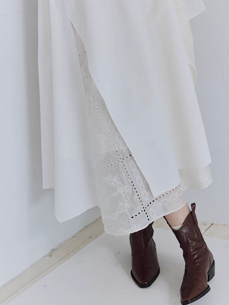 Asymmetric ivory layered crochet cotton skirt 10