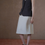 Thumbnail: High waisted ivory mixed color belted cotton A line skirt