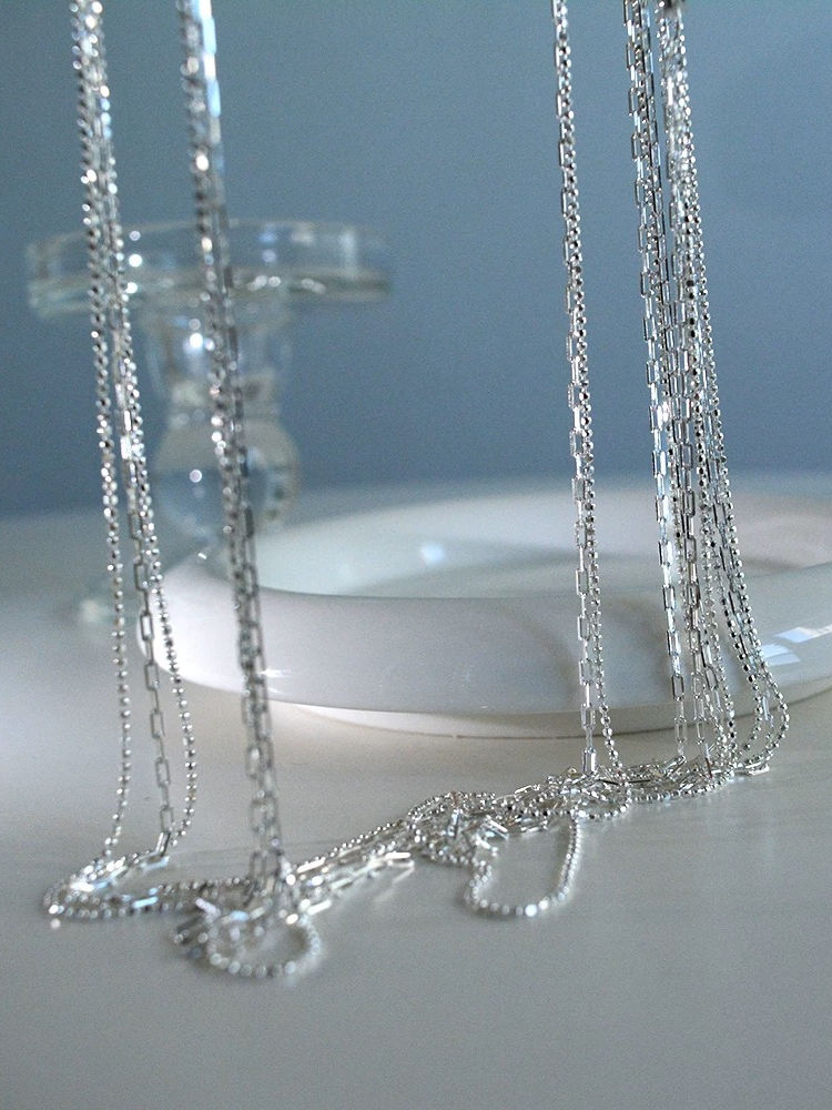 Double layers 925 silver links necklace  3