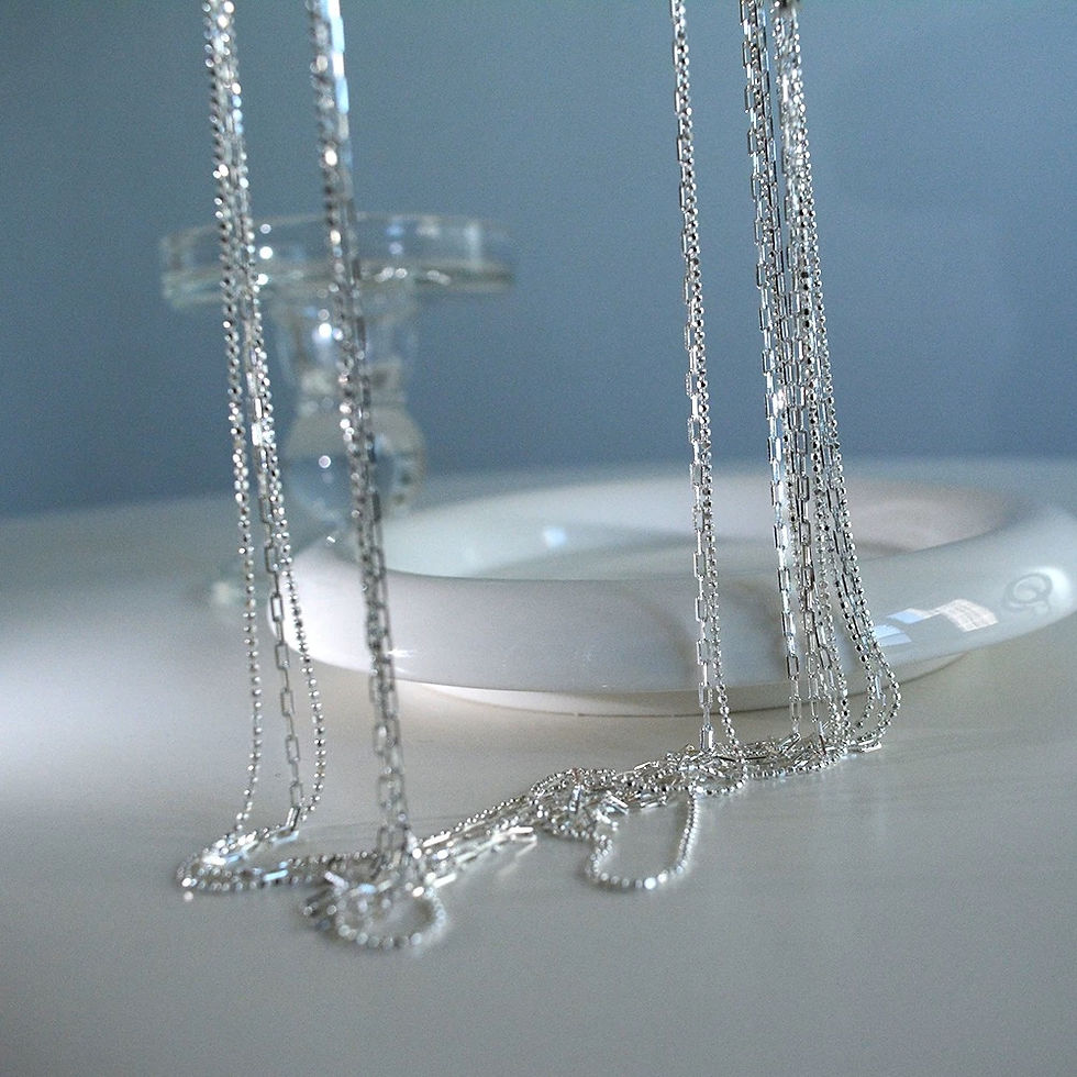 Thumbnail: Double layers 925 silver links necklace 