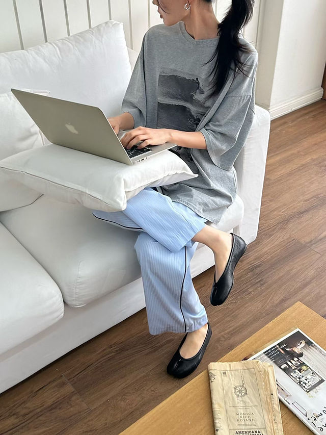 Waves digital print boyfriend cotton tee  8