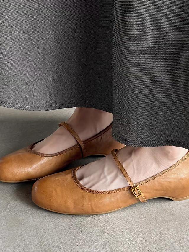 Embossed calf leather Mary Janes 1