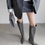 Thumbnail: Suede calf leather pointy stiletto knee length boots