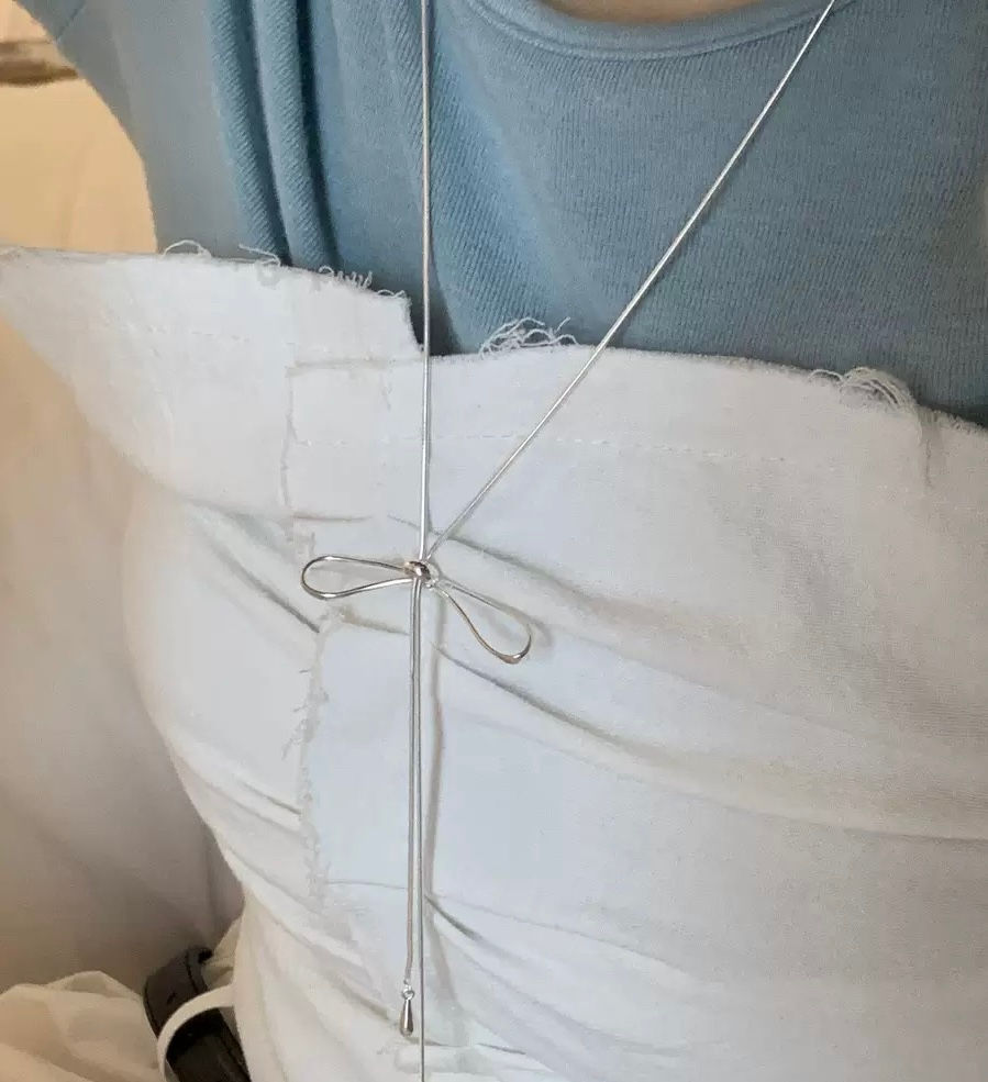 Thumbnail: 925 silver drape ribbon necklace 