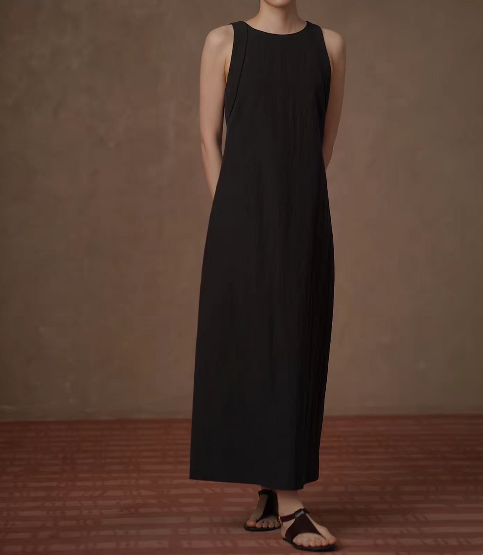 Thumbnail: Lyocell cotton rayon halter black contour back zipped sleeveless dress