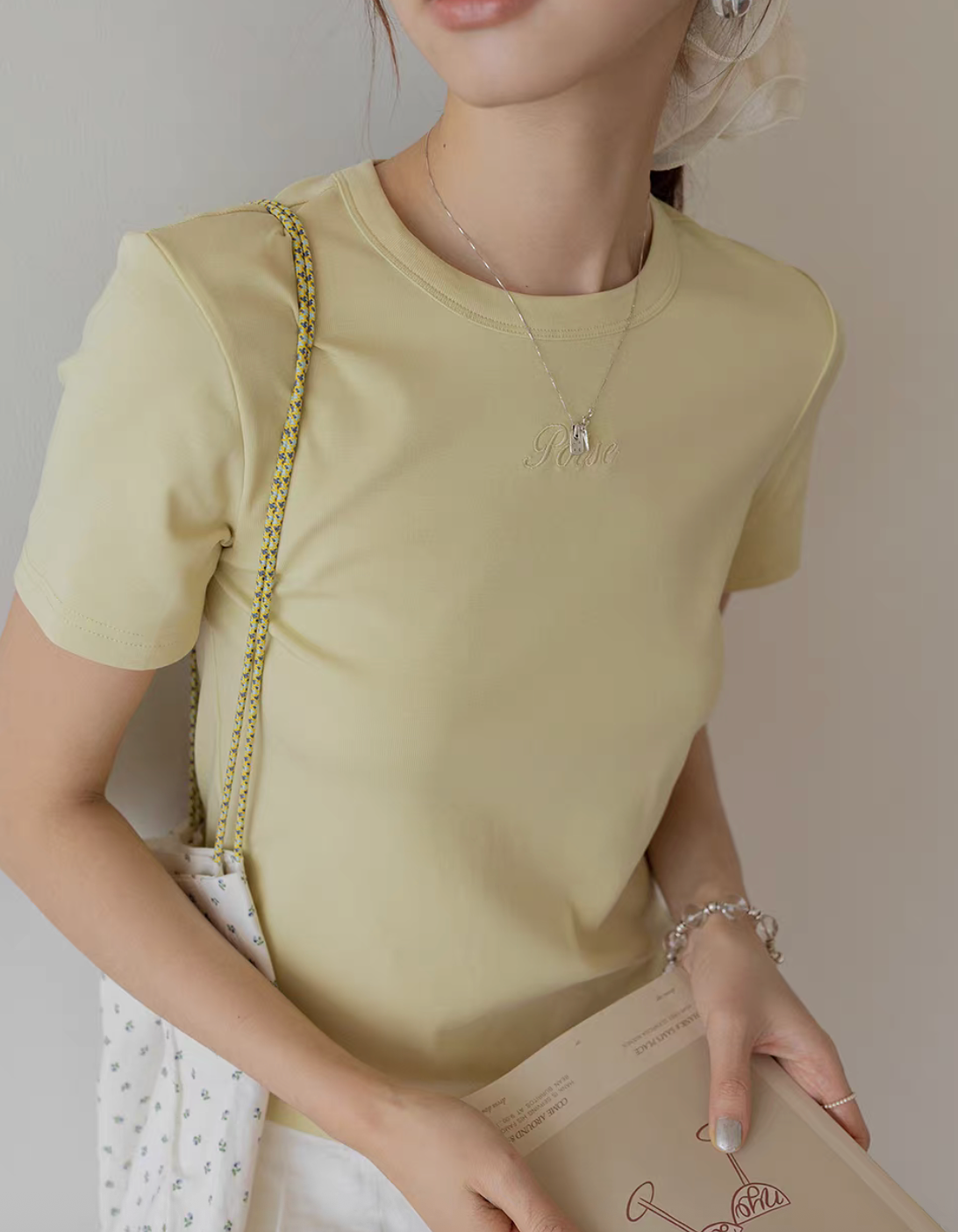 Embroiderd crewneck cotton tee