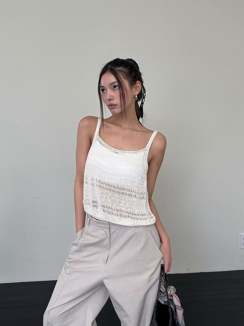 Crochet linen rayon nylon knitted camisole 12