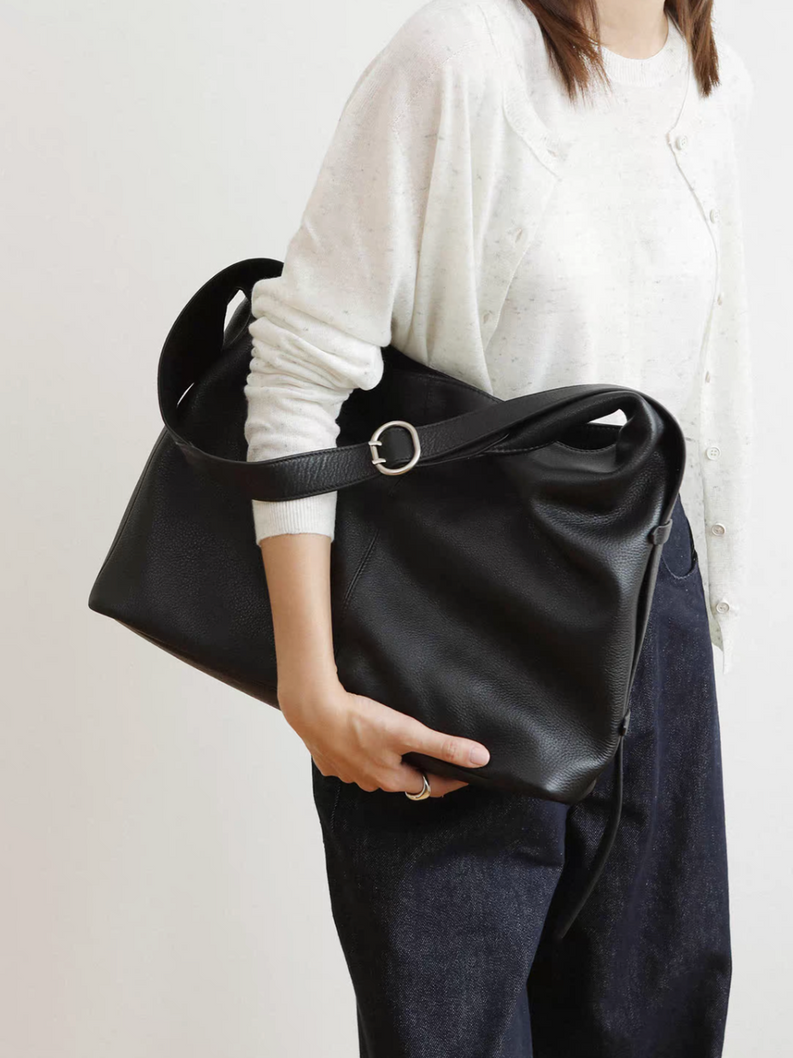 Toga embossed calf leather side adjusted buckle drape bucket bag 3