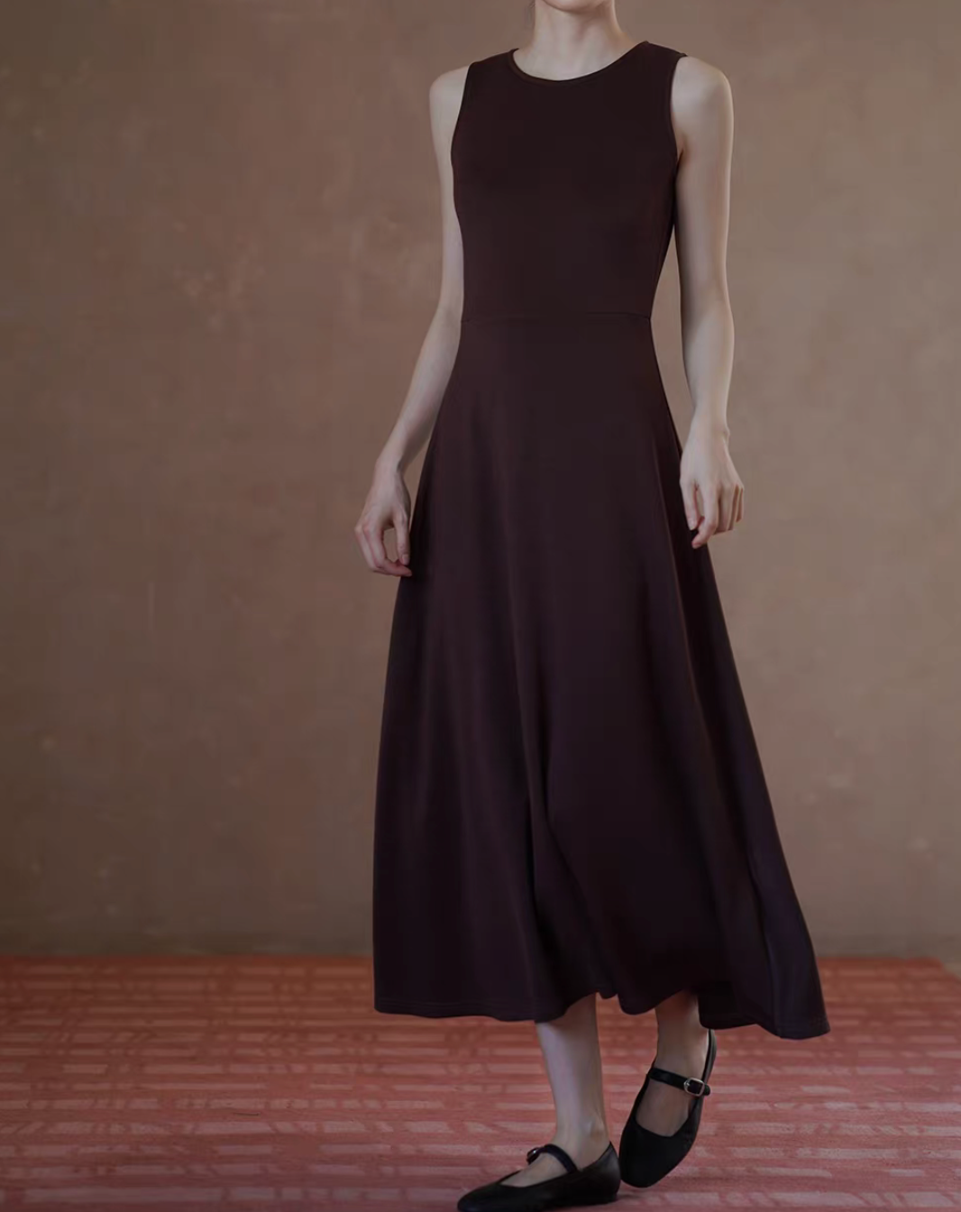 Bordeaux poly rayon stretchy knitted slim cut dress