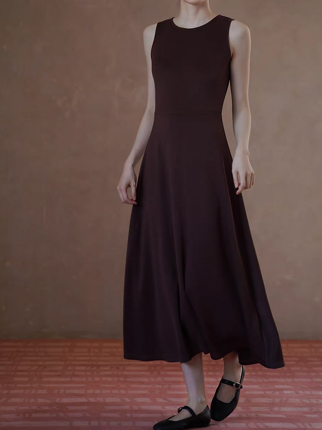 Bordeaux poly rayon stretchy knitted slim cut dress 1