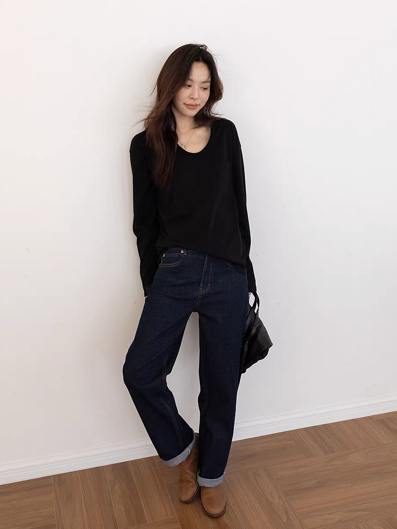 Stitched trim denim high waisted slim cut jeans 3