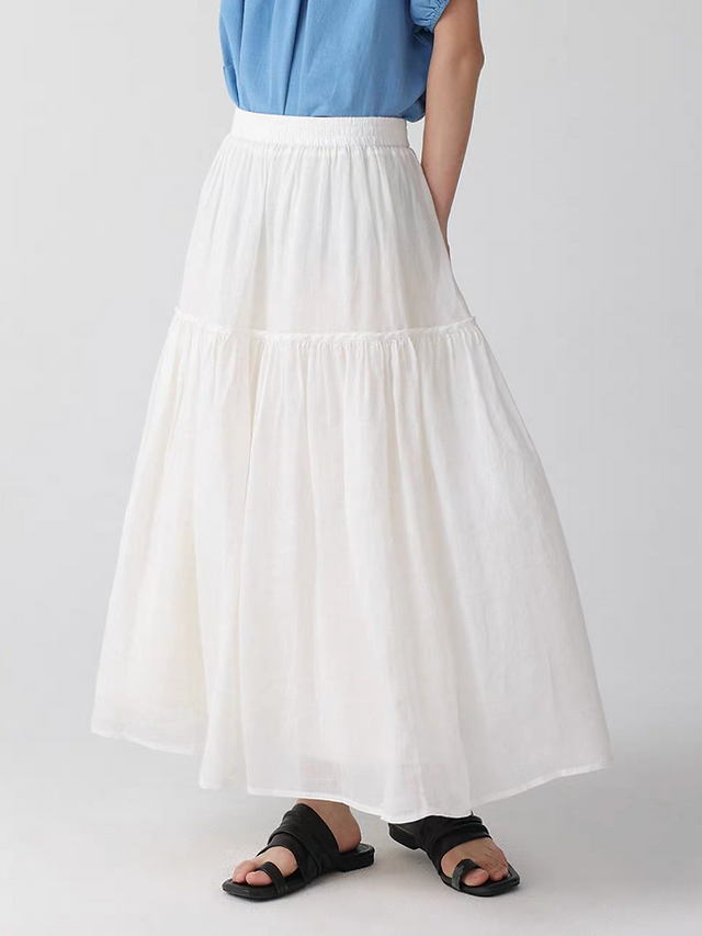 Pure linen lined elasticated skirt 12