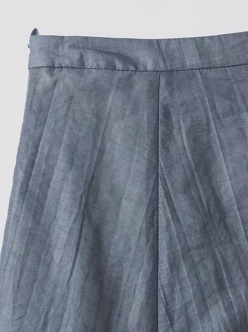 Tencel cotton rayon layered ivory embroidered docking grey beads deco skirt 14
