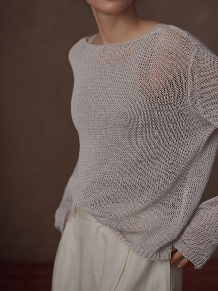 Sora beige tencel acrylic knitted jumper