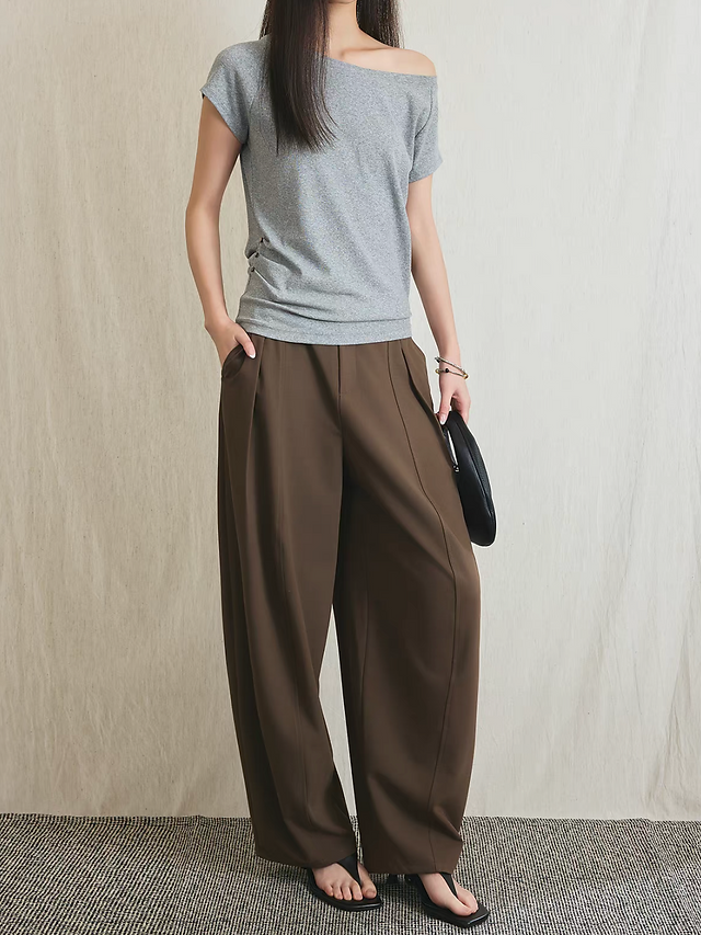 Poly rayon contour high waisted mocha trousers 2