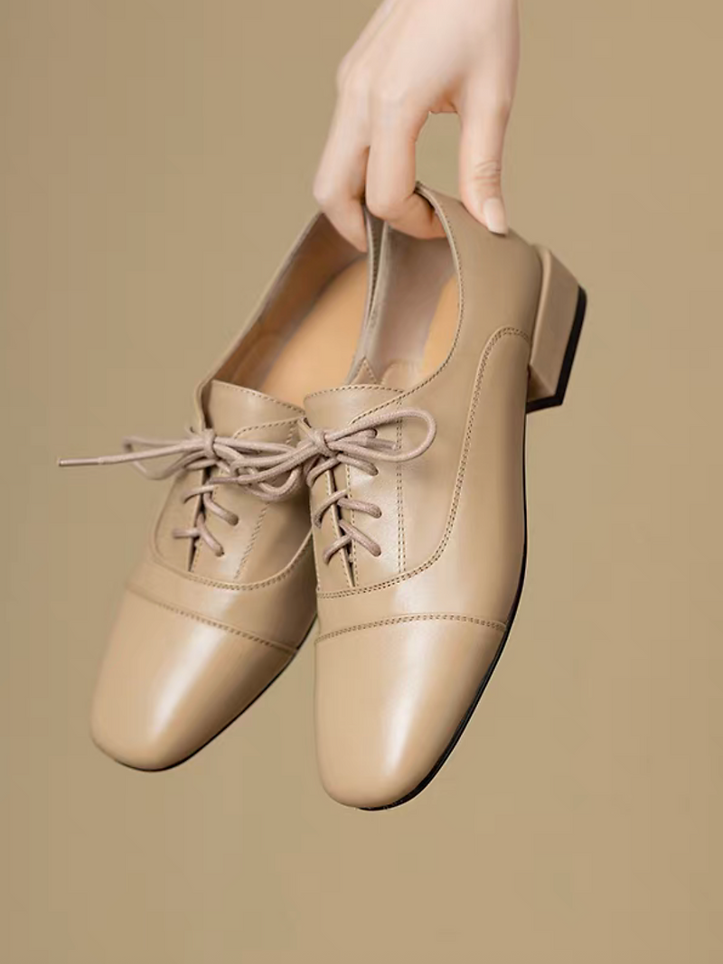 Contour square toe calf leather lacing shoes 8