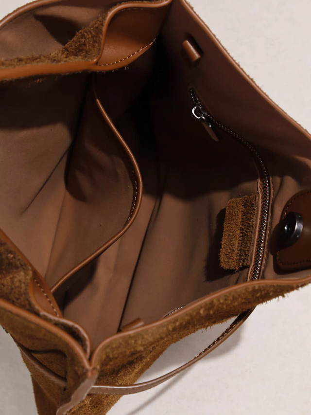 Suede calf leather handle + crossbody totebag 15